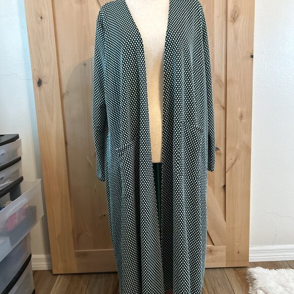 LuLaRoe Sweaters - LulaRoe Sarah Cardigan Black & Blue Polka Dots